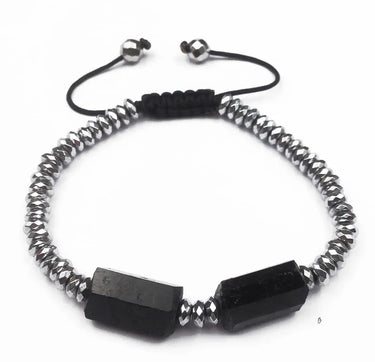 Raw Black Tourmaline & Hematite Stone PROTECTION Bracelet